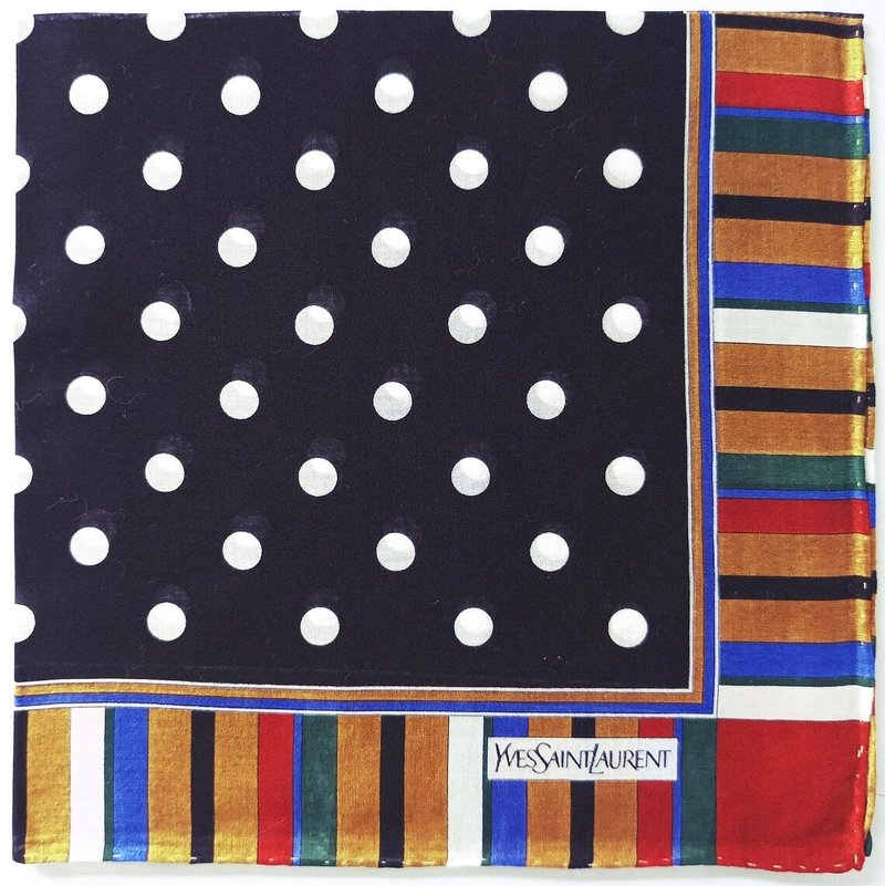 Yves Saint Laurent Vintage Handkerchief Colorful Graphic 19 x 18 inches - 手帕 - 棉．麻 黑色