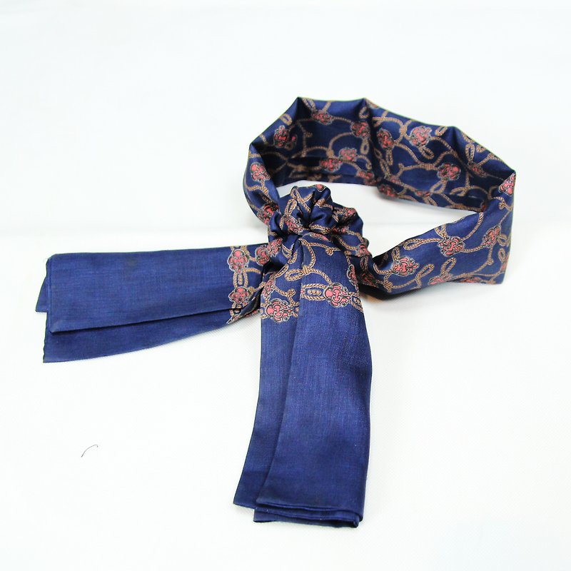 Tsubasa.Y vintage house 016 heart sapphire blue, silk scarf, scarves scarf scarf - Scarves - Silk 