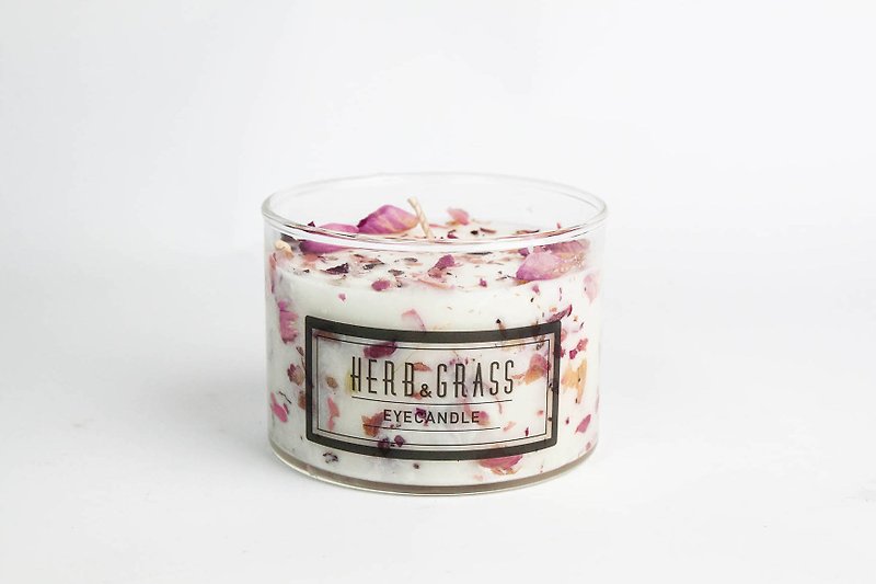 Herbal scented candle 220ml - Three kinds of rose petals - Candles & Candle Holders - Wax 