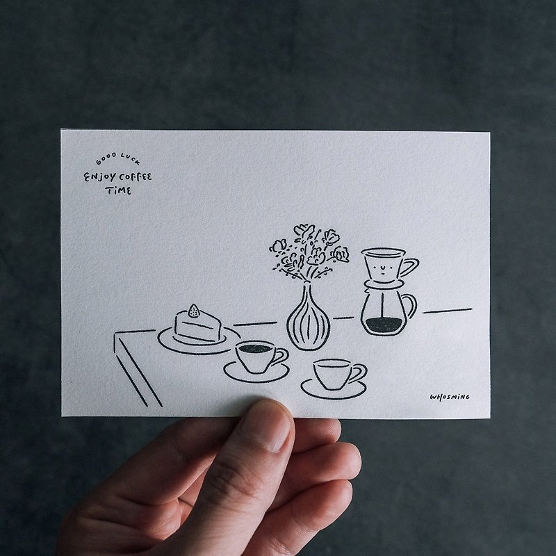 WHOSMING Postcard-Enjoy Coffee Time - การ์ด/โปสการ์ด - กระดาษ ขาว