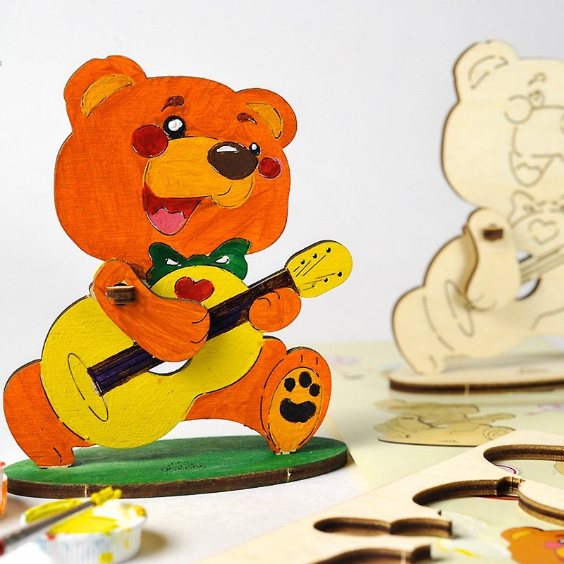 /Ugears/ Ukrainian wooden model coloring bear - งานไม้/ไม้ไผ่/ตัดกระดาษ - ไม้ สีกากี