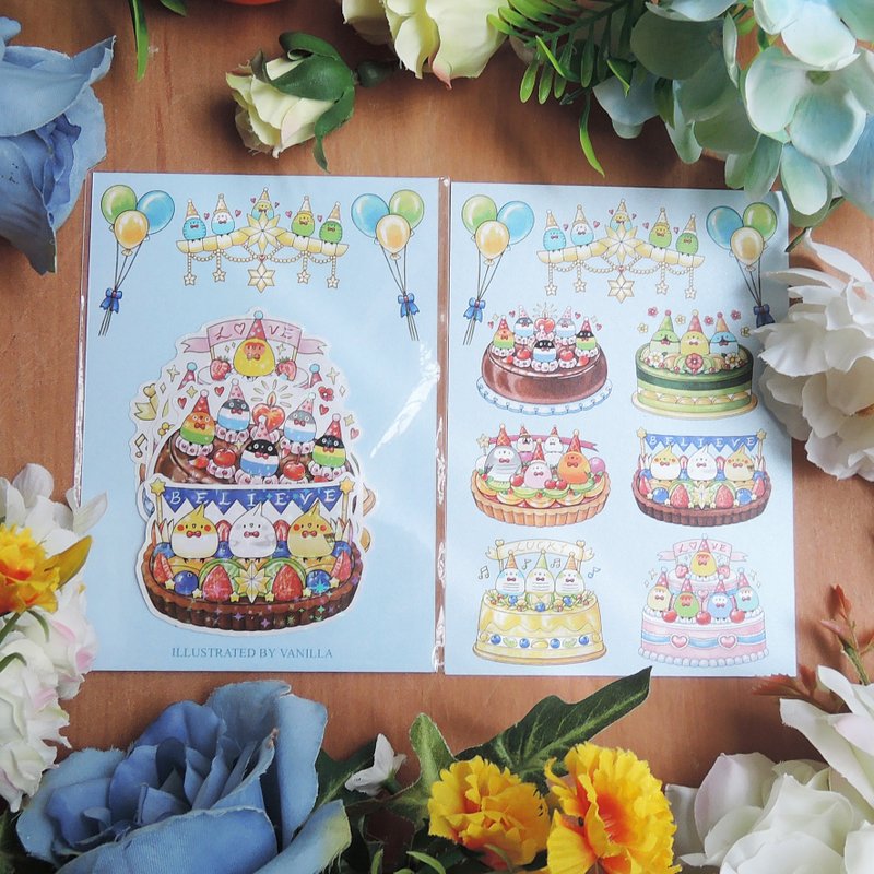 Birdie's Celebration Party Sticker Set - สติกเกอร์ - กระดาษ สีน้ำเงิน