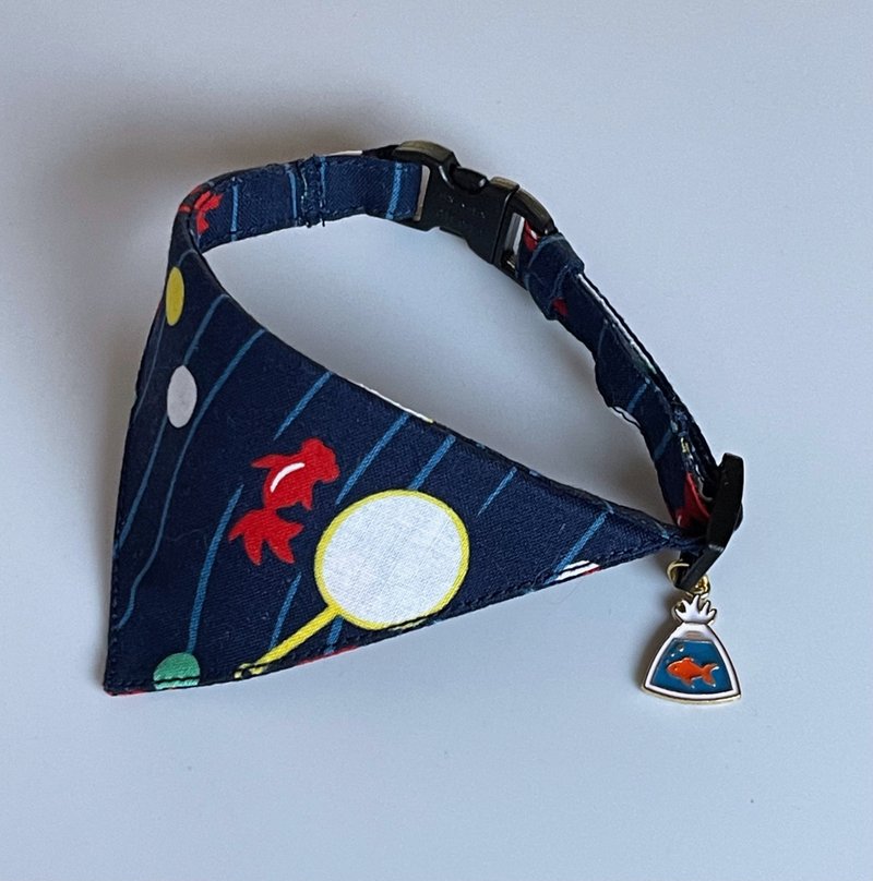 金魚すくいのバンダナ首輪 - 項圈/牽繩 - 棉．麻 藍色