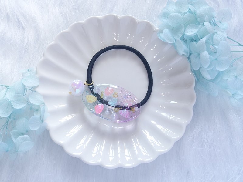 原創手工 滴膠髮圈 貝殼閃片 橡筋  Resin Hair Accessory - 髮夾/髮圈 - 其他材質 