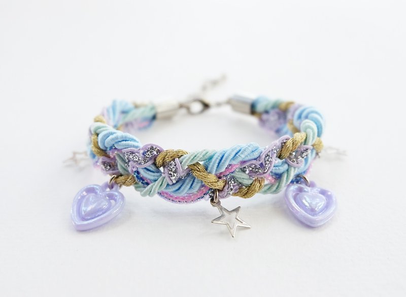 Pastel lilac bracelet with heart and star - Bracelets - Other Materials Purple