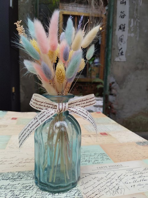 漫 森態 不凋花×乾燥花手作 漫森態 乾燥花玻璃瓶擺飾 瓶花