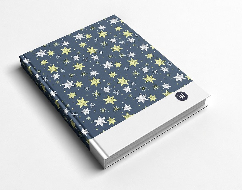 Rococo Strawberry WELKIN Handmade_Handmade Book/Notebook/Handbook-Blue Hand-painted Stars - Notebooks & Journals - Paper 