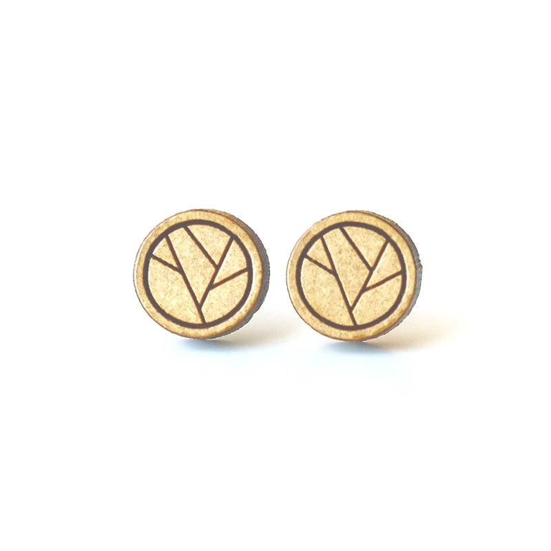 Plain wood earrings-Geometric circle - Earrings & Clip-ons - Wood Brown