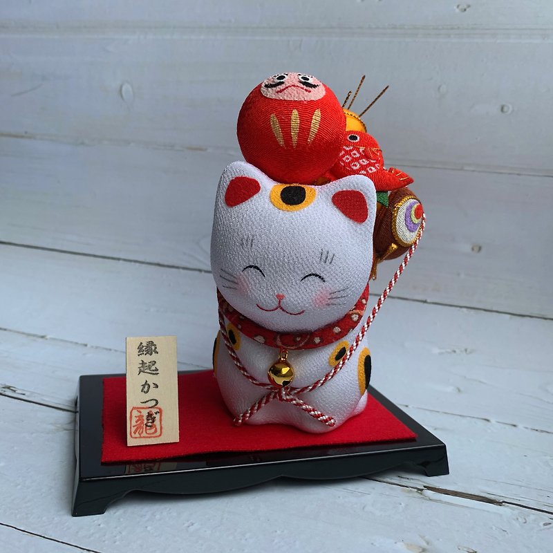 Smiling Lucky Cat with a Mascot-Dharma/Taiko/Fish - Items for Display - Other Man-Made Fibers 