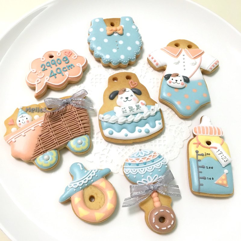 8 pieces of childlike dog baby biscuits - Handmade Cookies - Fresh Ingredients Blue