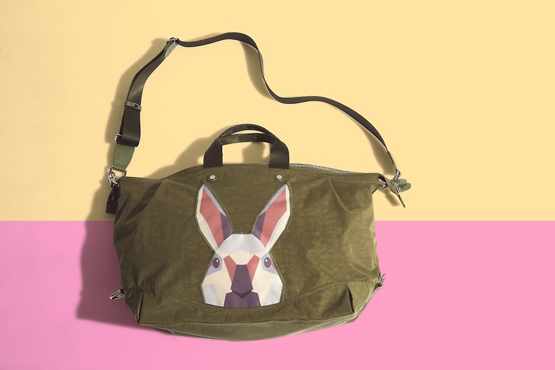 Khieng Atelier Diamond Rabbit Diamond Rabbit Bag - Olive Green - กระเป๋าแมสเซนเจอร์ - ไนลอน สีเขียว