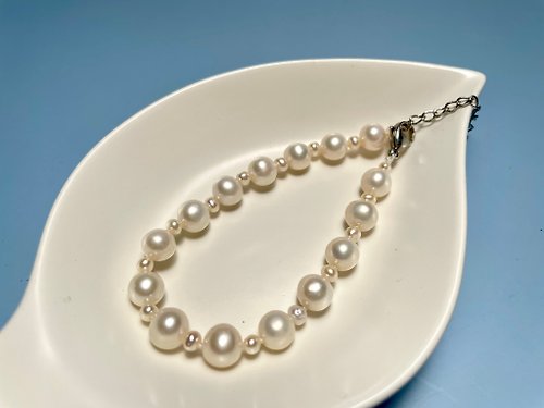 Athena珍珠設計 天然淡水珍珠 月光白 純銀 手鏈