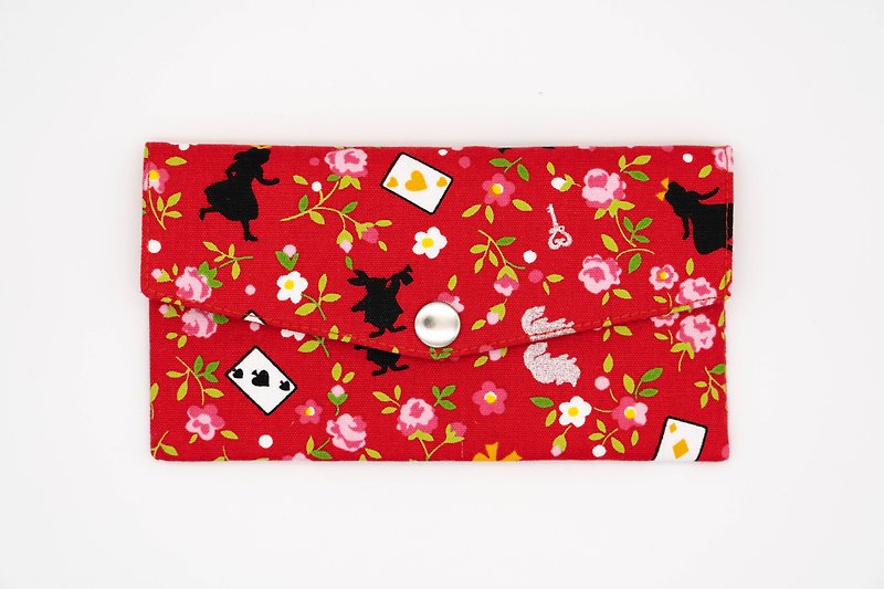Play cloth hand made. Alice (red) red bag passbook storage bag - กระเป๋าสตางค์ - ผ้าฝ้าย/ผ้าลินิน สีแดง