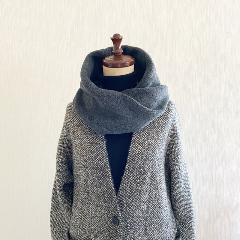 Luxury melton fleece snood charcoal - Knit Scarves & Wraps - Polyester Gray