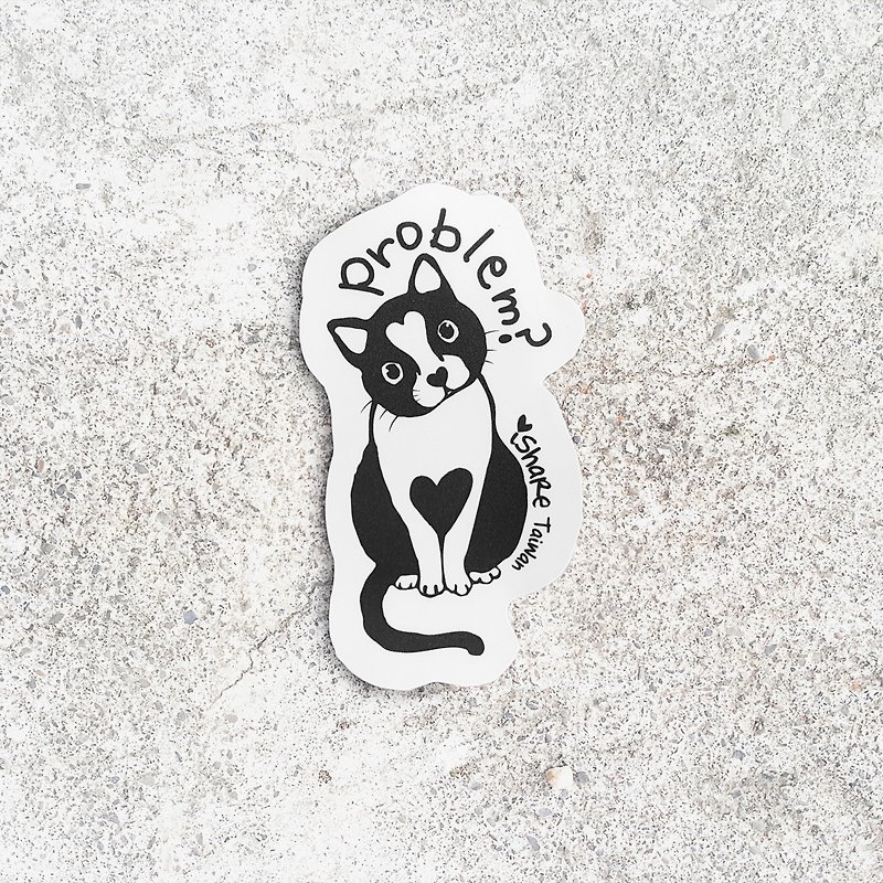 Waterproof stickers black and white love cat luggage stickers - Stickers - Paper Multicolor