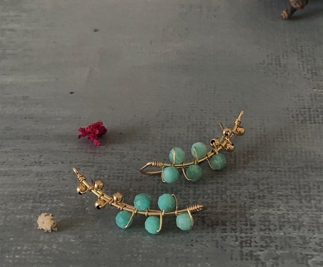 天然石ピアス　アマゾナイト　14kピンクゴールドフィルドピアス　①-5樹脂も可能