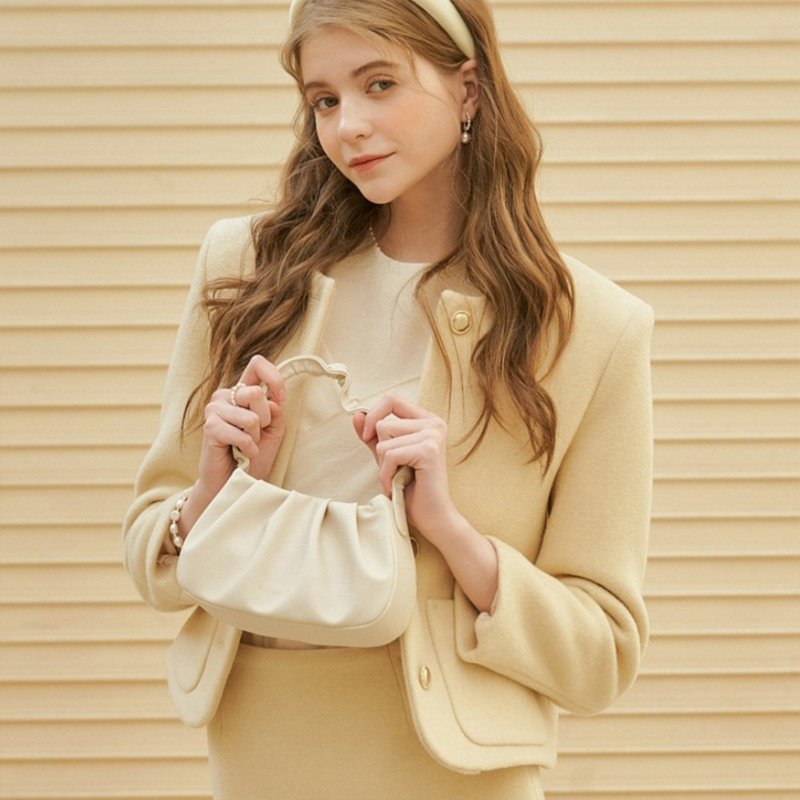 Bag to Basics 韓國製 PRING 皺皺包包 IVORY - 側背包/斜孭袋 - 人造皮革 