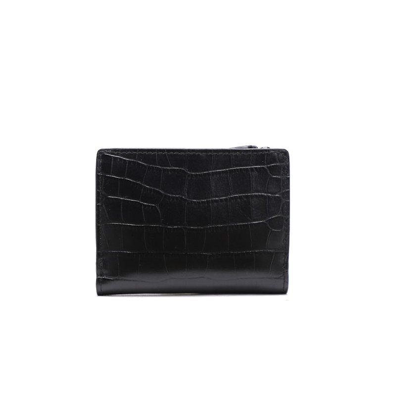 Dark Light Leather Short Wallet - Wallets - Genuine Leather Black