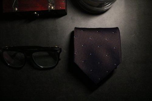 壞紳士 深紫色大點點領帶商務風正裝紳士necktie