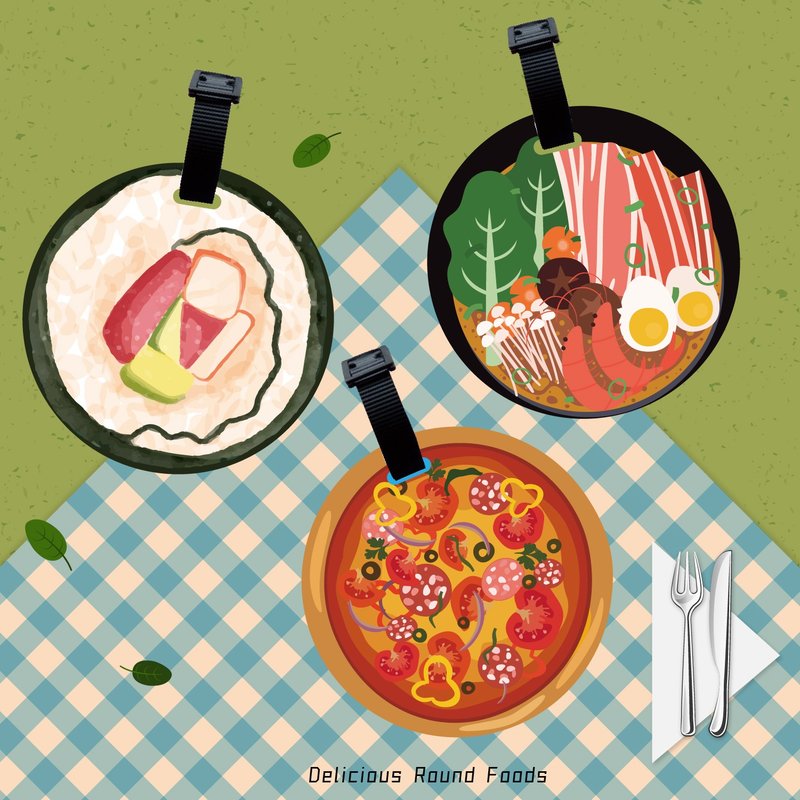 【美味しい丸い食べ物】お食事シリーズ ラゲッジタグ バックパックチャーム 誕生日プレゼント - ラゲッジタグ・ネームタグ - プラスチック 