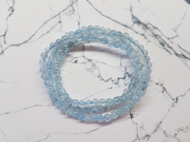 CJ46. Ice aquamarine three-circle bracelet - Bracelets - Semi-Precious Stones Blue