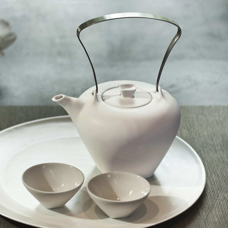 【Pinkoi 獨賣】【3,co】輕瓷方圓壺茶組 - 茶具/茶杯 - 瓷 白色
