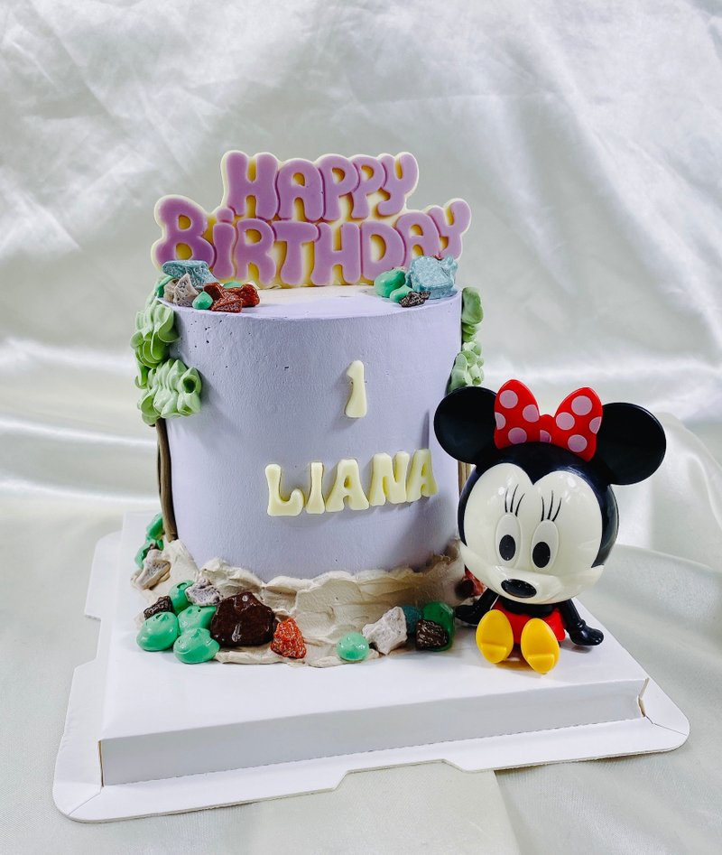 Minnie cake birthday cake customized dessert full moon wedding baby handmade 4-inch face-to-face - Cake & Desserts - Fresh Ingredients Purple