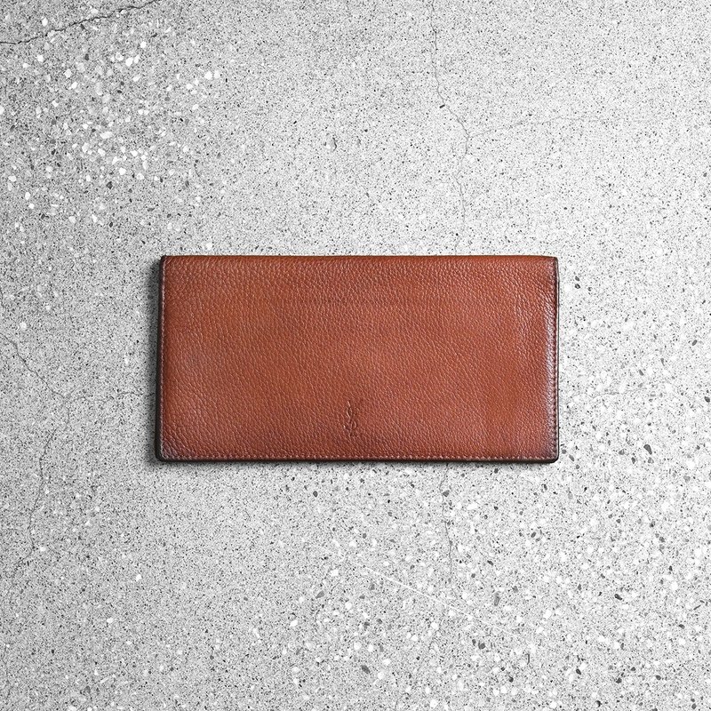 YSL 古董長夾 / 古董皮夾、古董錢包、古董精品、二手精品 - 錢包/皮夾/長短夾 - 真皮 咖啡色