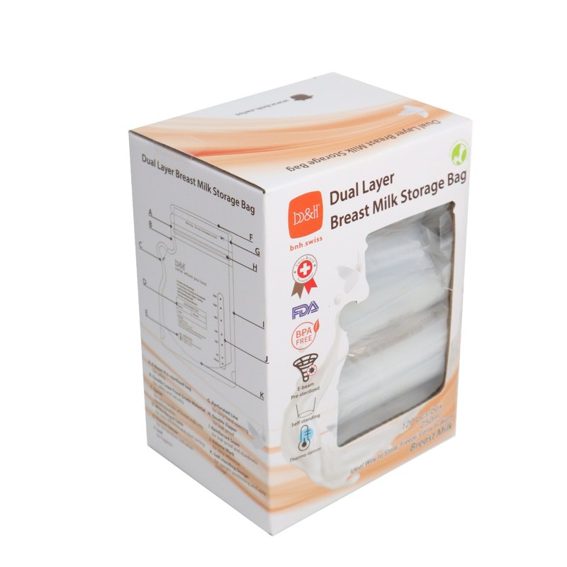 b&h 防漏雙層感溫母乳儲奶袋 250ml (1盒120個) - 其他 - 其他材質 透明
