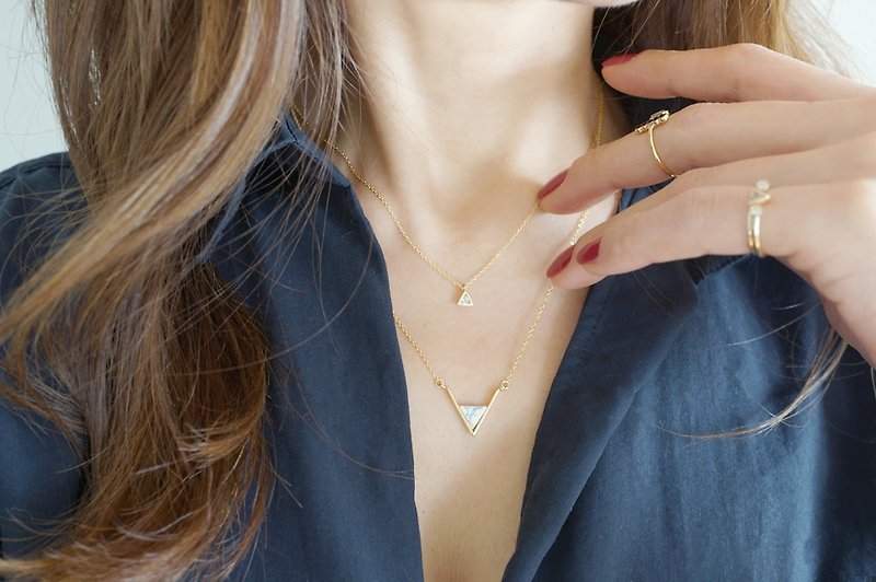 【14KGF】Necklace,Gem Marble Howlite Triangle - ネックレス - 石 