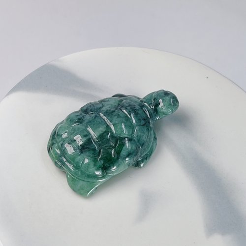 瓔珞翡翠 【吉祥‧長壽】飄花翡翠烏龜 | 天然緬甸A貨翡翠 | 送禮