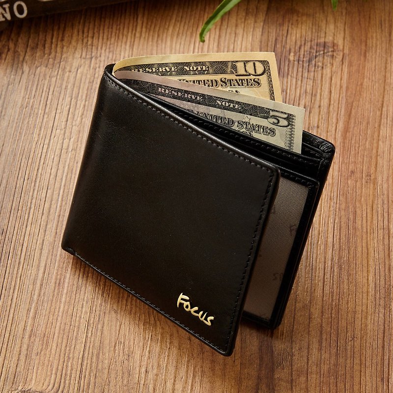 [Men's wallet recommendation] Genuine leather men's short clip/transparent window 8 card holder double zipper coin wallet/men's wallet - กระเป๋าสตางค์ - หนังแท้ 