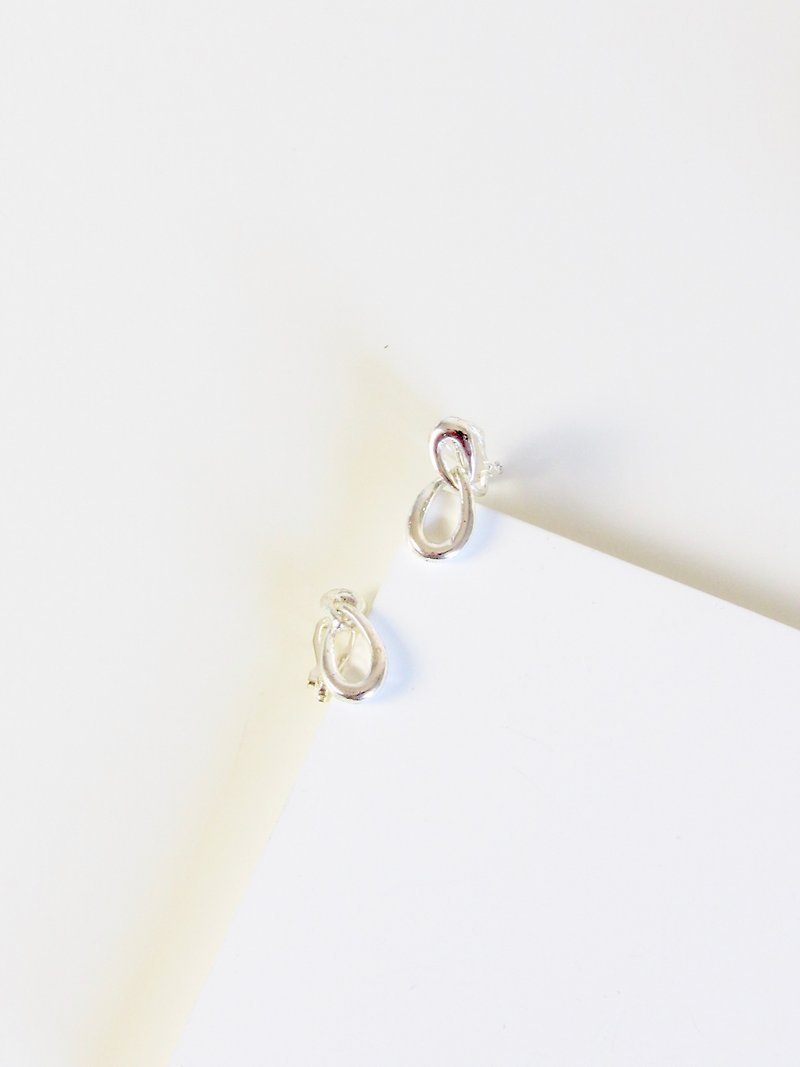 Vintage Double Loop Silver Drop Earrings - Earrings & Clip-ons - Silver Silver