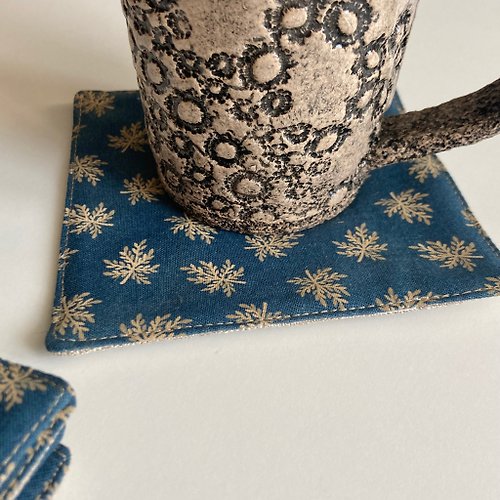 KOTTOSH ART Mug holder Set of 5 Linen coasters 11.5 x 11.5 cm