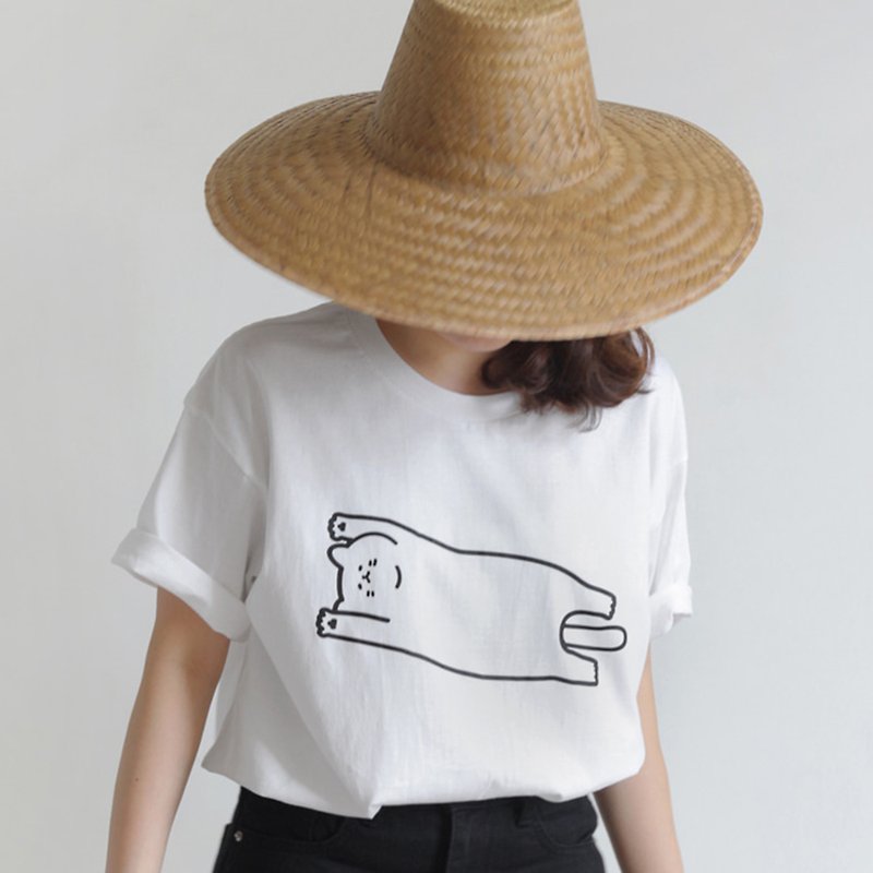【3MONTHS Official Agent】Sleeping T-shirt (White) - Women's T-Shirts - Cotton & Hemp Multicolor