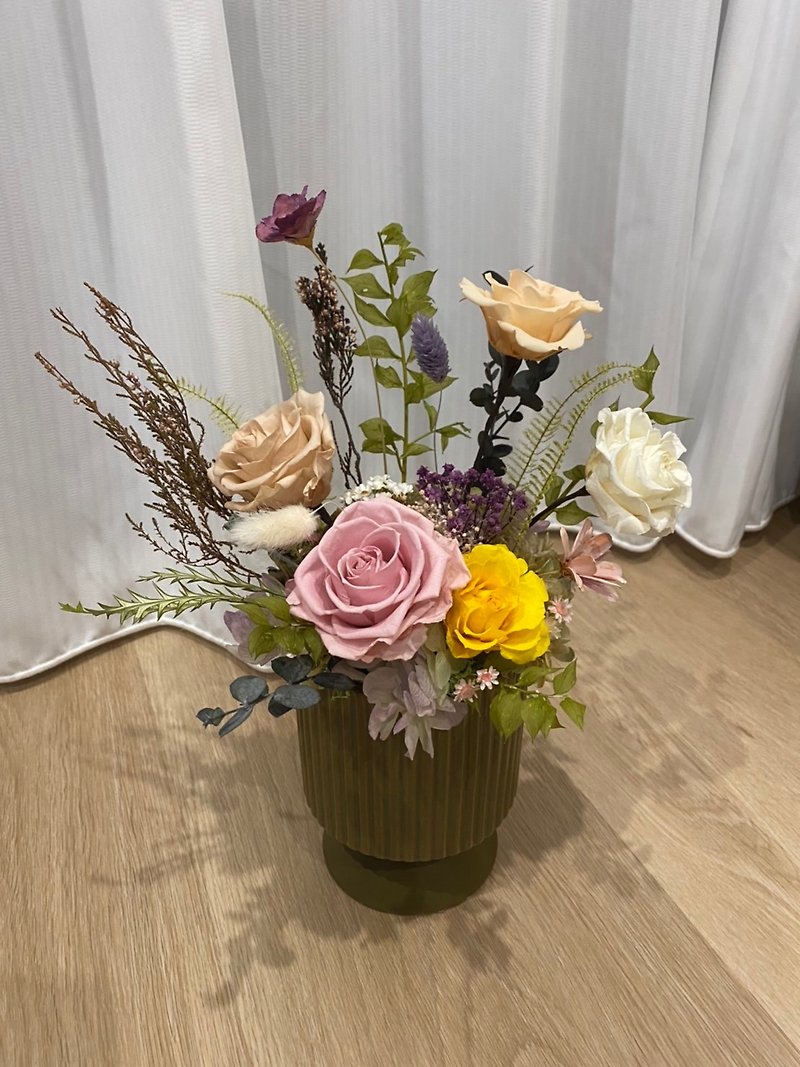 Customized medium-sized potted flowers for opening celebrations, house-entry gifts, table flowers, everlasting flowers, non-withering flowers - Dried Flowers & Bouquets - Plants & Flowers 