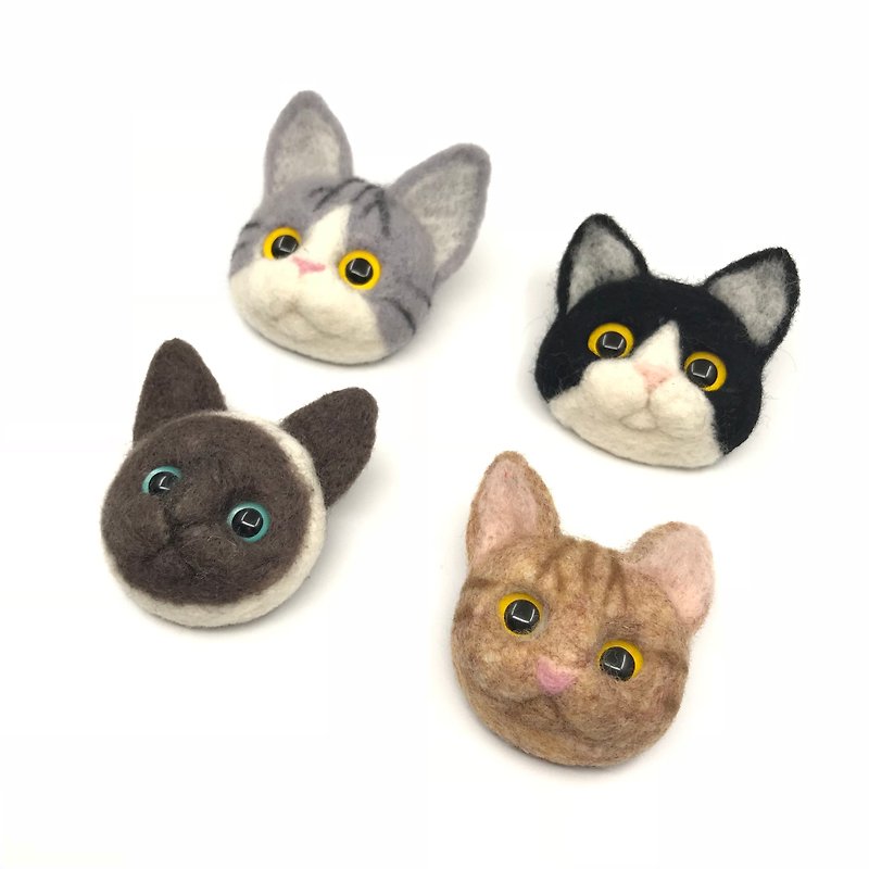 Needle Felted Siamese Brooch - Brooches - Wool Multicolor