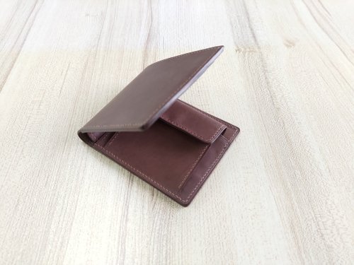 grace'S 輕手作 短夾 短夾+零錢層 真皮全手縫 (深咖啡色)