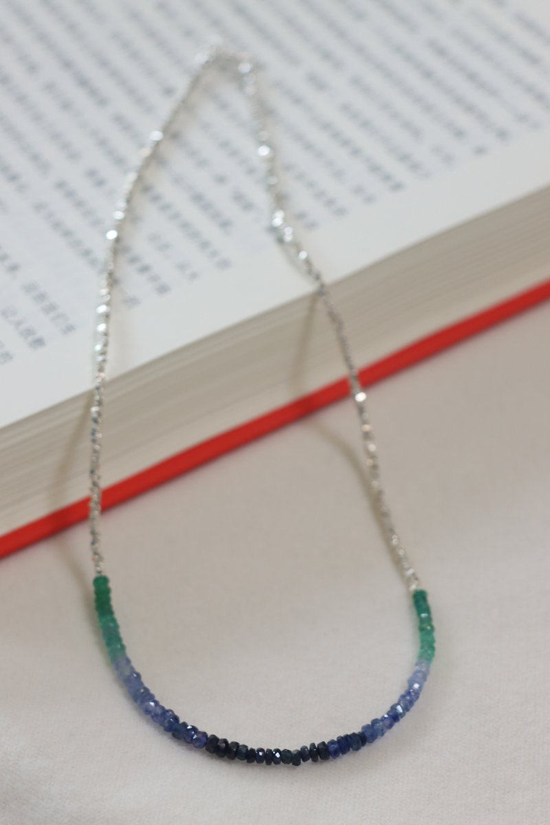 Colored gemstone silver necklace - สร้อยคอ - เงิน 