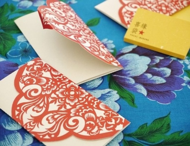 Kienbukuro (Poti bag) [phoenix] 3 pieces - Chinese New Year - Paper Red