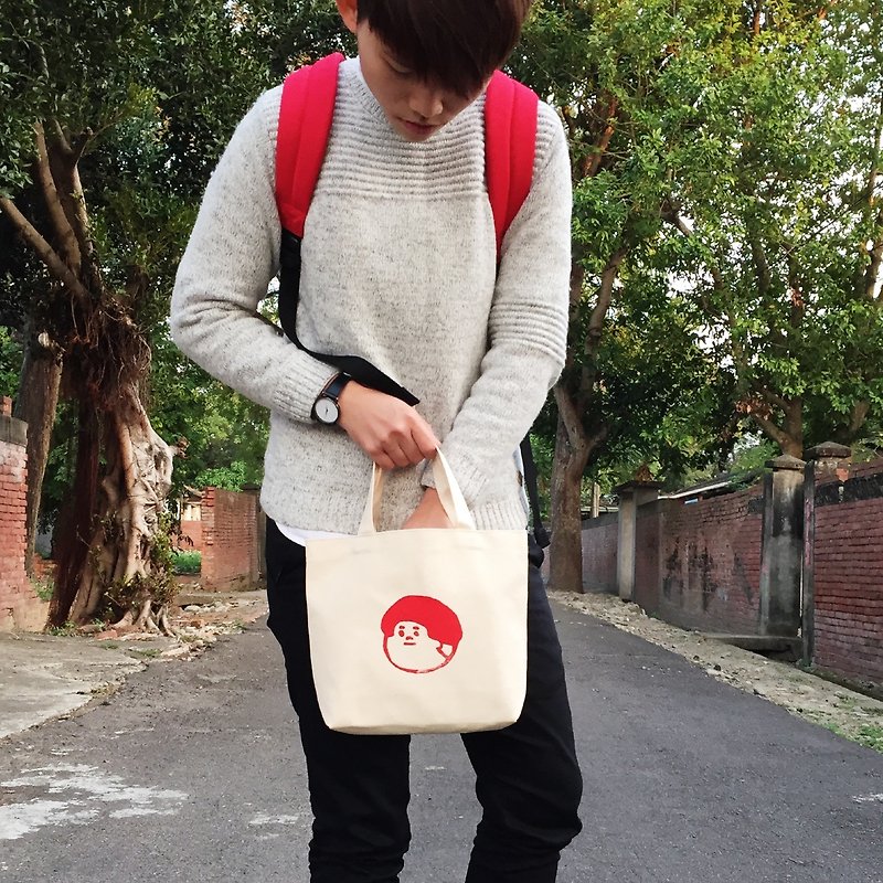 Serigraphy small bag - medium too (is red) - กระเป๋าถือ - ผ้าฝ้าย/ผ้าลินิน สีแดง