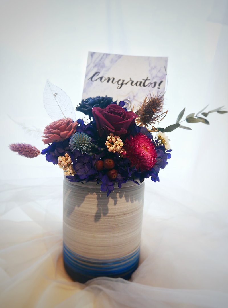 Miss. Flower Mystery [Customized Table Flower/Potted Flower] Opening Ceremony/Promotion Flower Gift - Dried Flowers & Bouquets - Plants & Flowers Blue