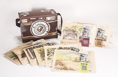 98裡作 台灣風景明信片茶包禮盒 花蓮八景旅行相機禮盒包裝