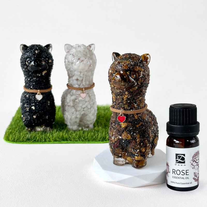 Crystal Alpaca Diffuser Set | Moonstone Stone Obsidian | Christmas Gift Exchange Gift - Items for Display - Crystal Multicolor