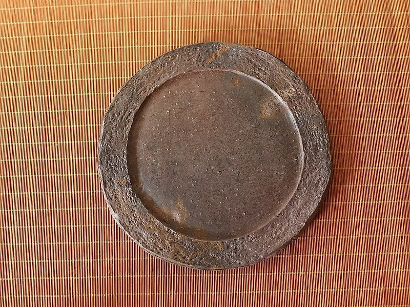 Bizen ware dish (about 20.5cm) sr4-056 - Plates & Trays - Pottery Brown