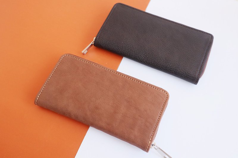 Long clip, literary and simple, original and clean - Wallets - Genuine Leather Multicolor