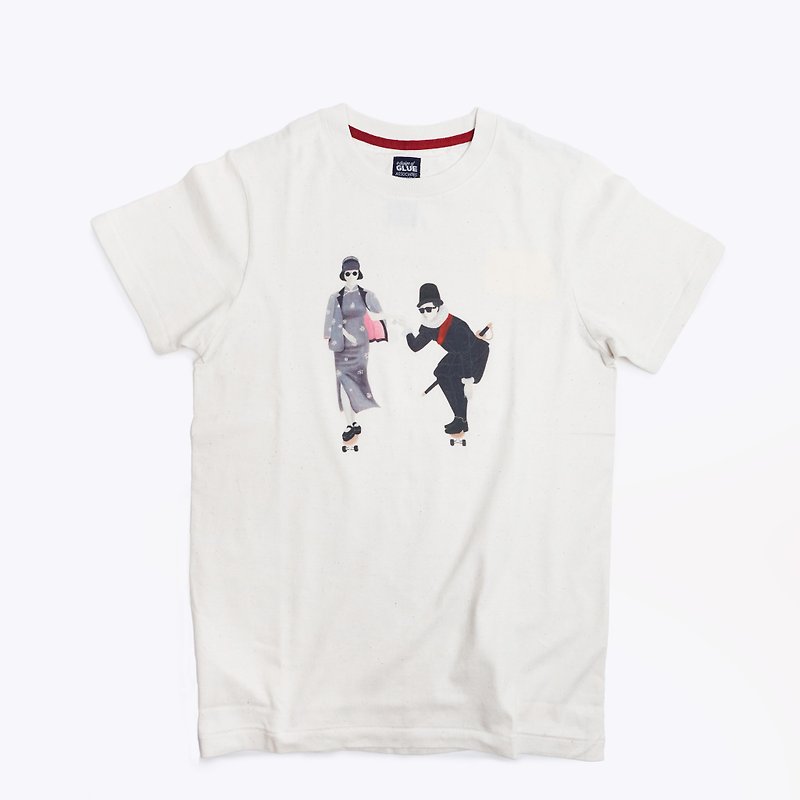 棉．麻 男 T 恤 - 有機棉無側縫圓領T-恤 (中西文化交流) 男女合穿