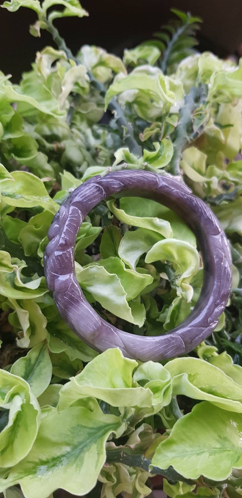 Miss feng natural stone-natural purple lotus root and Tian jade bracelet - Bracelets - Jade 