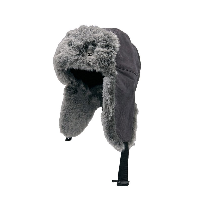 Japan limited POLER MILITARY FUR VISOR CAP military plush flying cap/grey - หมวก - วัสดุอื่นๆ สีเทา