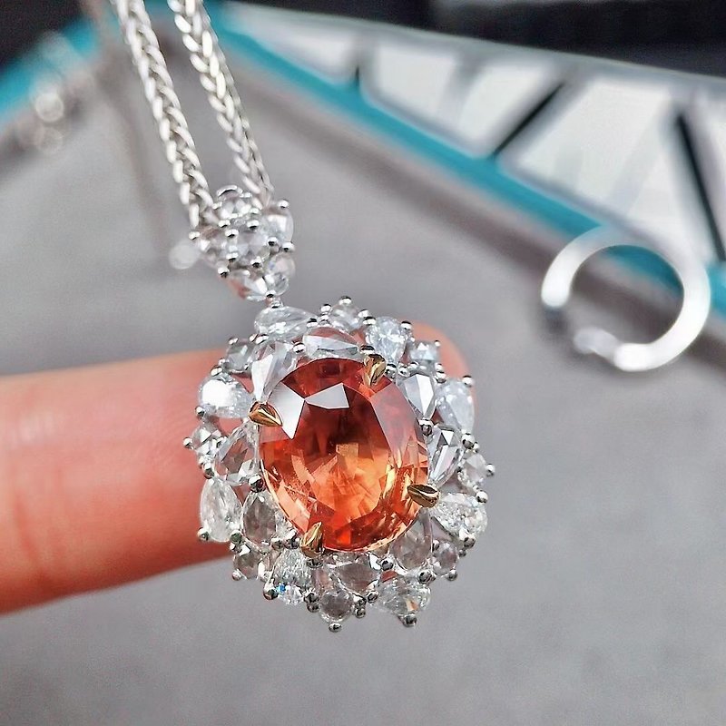 Taipei Aussie jewelry sunset color Sunset non-burning padparadscha dual-use model 3.18 carats - Necklaces - Gemstone 